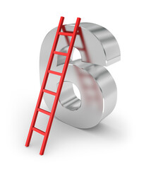 A number 6 with a red ladder on it