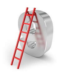 a number 9 with a red ladder on it