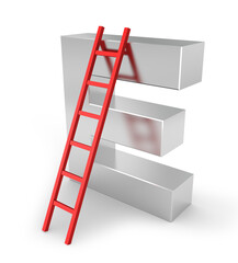 A large letter s with a red ladder on it