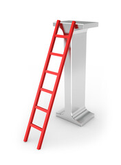 A large letter s with a red ladder on it