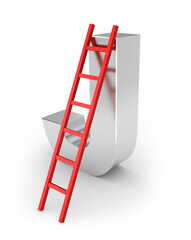 A large letter s with a red ladder on it