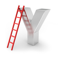 A large letter s with a red ladder on it