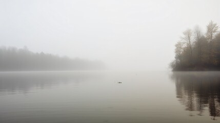 Foggy lake. Designed using generative ai.