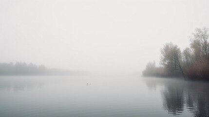 Obraz na płótnie Canvas Foggy lake. Designed using generative ai.