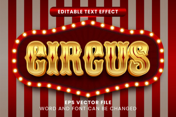 3D retro style circus with light bulb editable vector text effect © yustika