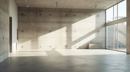 Empty concrete industrial hall interior. Designed using Generative AI.