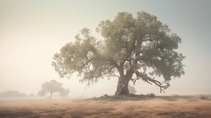 Silhouette of an Oak Tree. Designed using Generative AI