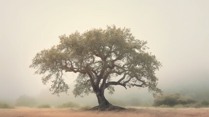 Fototapeta na wymiar Silhouette of an Oak Tree. Designed using Generative AI
