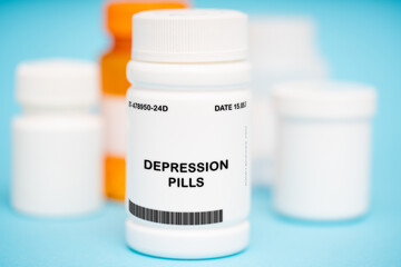 Depression Pills medication In plastic vial