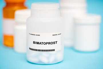 Bimatoprost medication In plastic vial