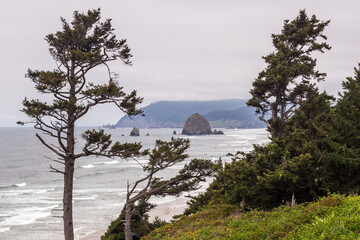 Beautiful view at the Cannon Beach from the distance