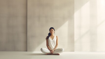 Obraz premium Meditating woman. Meditation Zen Concept. Designed using generative ai. 