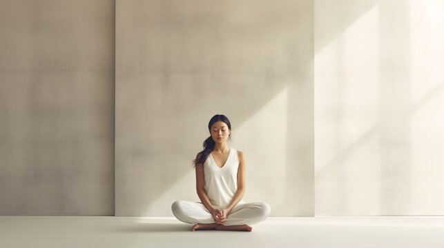 Meditating woman. Meditation Zen Concept. Designed using generative ai. 