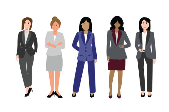 diverse business woman standing and wearing formal suits for teamwork or show as office worker