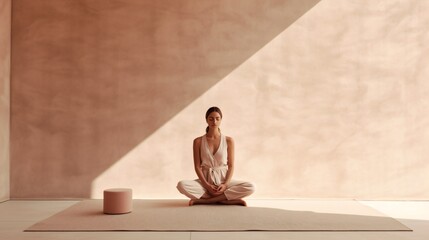 Meditating Woman. Meditation Zen concept. Designed using Generative AI