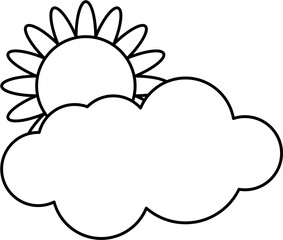 Cloud and Sun Icon Outline