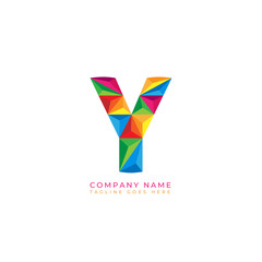 Colorful letter y logo design for business company in low poly art style