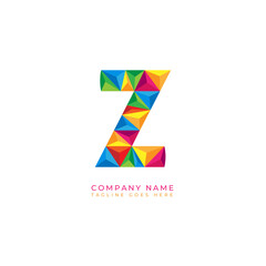 Colorful letter z logo design for business company in low poly art style