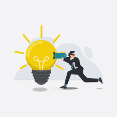 Vector businessman steal ideas. Copyright infringement concept illustration