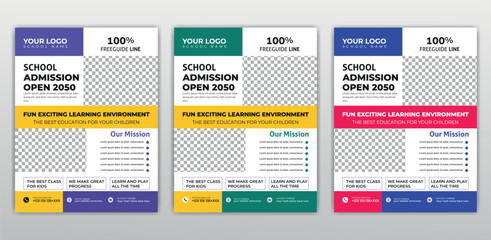 School admission flyer design, kids education leaflet brochure, cover layout School Admission Open Flyer Design Template Vector Education Center poster, Kids Education Flyer Template. for social media