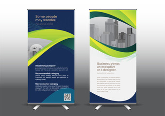 RollUp template vector illustration, Designed for style applied to the expo. Publicity banners, business model vertical.	