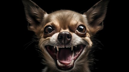 Close-up of angry Chihuahua. Generative AI