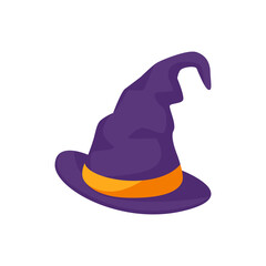 Witch's hat. Magic hat. The costume adorns the little wizard's head at a Halloween party.