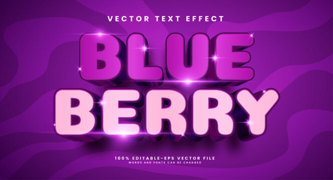 Blue berry editable text style effect. Vector text effect, with luxury concept.