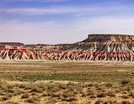Yangykala Canyon in the Balkan region, Turkmenistan. Also known as Fiery Fortress and Crocodile's Mouth.
