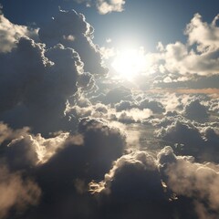 Naklejka premium Sun rising over clouds