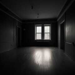 Sunny Interior in an Eerie Dark Room