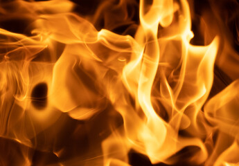 Flames of fire on black background
