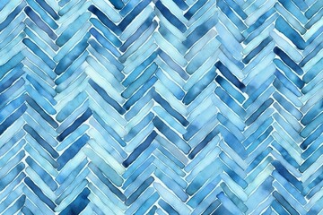 Motif de tissu à chevrons ou à chevrons bleu pastel clair aquarelle peint à la main ludique. Ai générative 