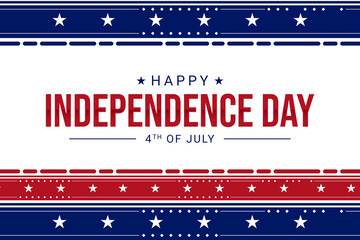 Happy Independence Day, 4th of July patriotic wallpaper with borders and stars. Modern banner style for Independence Day of the USA