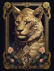 "Sleek Shadows: The Leopard's Card" | Illustration | Creative Design | Generative AI Artwork
