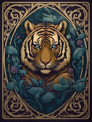 "Royal Stripes: The Tiger's Card" | Illustration | Creative Design | Generative AI Artwork