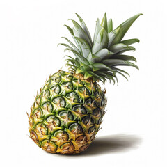 fresh pineapple fruit rip isolated image on white background