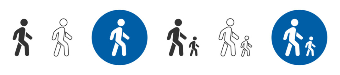 Human icon. Pedestrian crossing icon. Road sign. Man silhouette. Vector illustration.