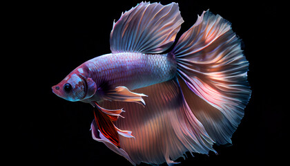 Fototapeta premium A view of a nice betta with spot lighting, dark background