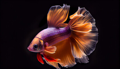 Fototapeta premium A view of a nice betta with spot lighting, dark background