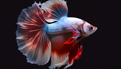 Fototapeta premium A view of a nice betta with spot lighting, dark background