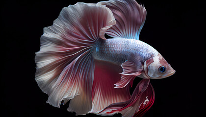 Fototapeta premium A view of a nice betta with spot lighting, dark background