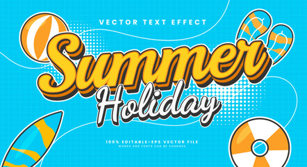 Summer holiday editable text style effect. Vector text effect, with summer season event.
