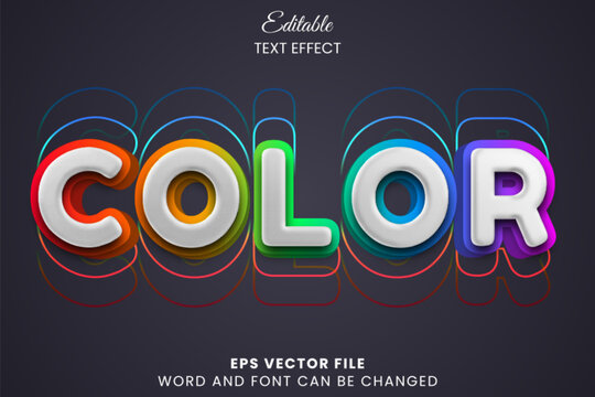 Rainbow color 3d editable vector text effect