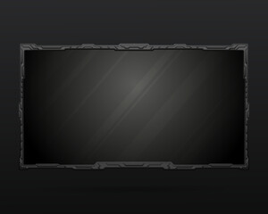 Futuristic black live stream webcam overlay screen gui border frame template