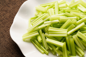 Required side dishes for celery fried powder on simple background