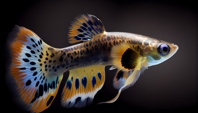 View of a nice guppy with spot lighting