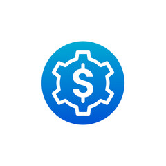 illustration dollar sign and gear for business