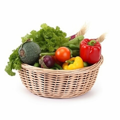vegetable basket isolated image on white background