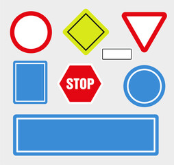 Set of road signs. Road signs on a white background. Vector graphics. ESP 10.